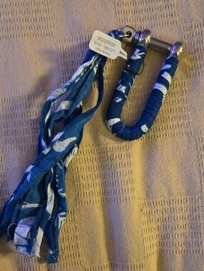 Free People Blue & White Fabric-Wrapped Carabiner